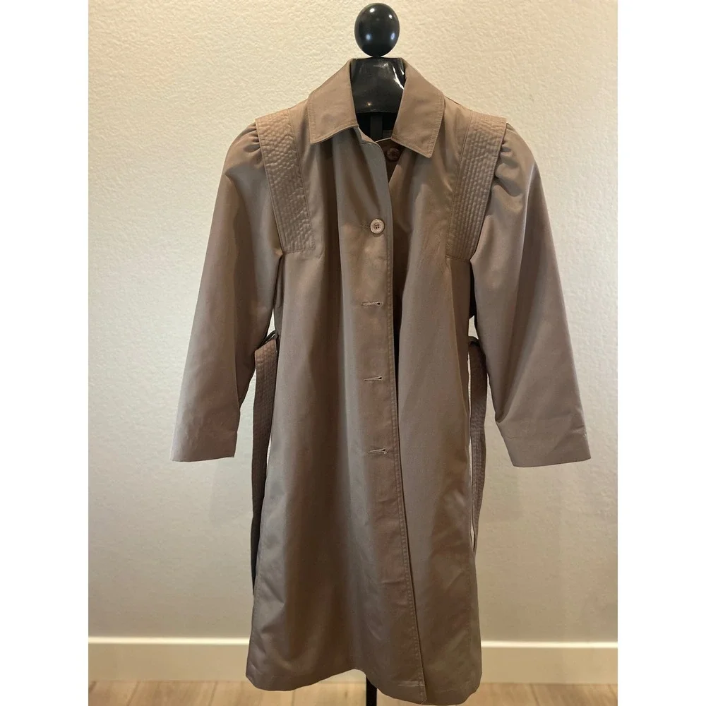 Fitz‎ Women's Classic Beige Trench Coat Belted Button Front Shoulder Detail